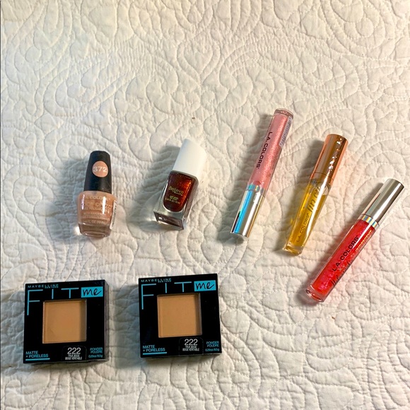Maybelline Other - Maybelline L.A. Colors 7 Pc set Fit Me Foundation (222) Polish Lip gel & Oil NEW